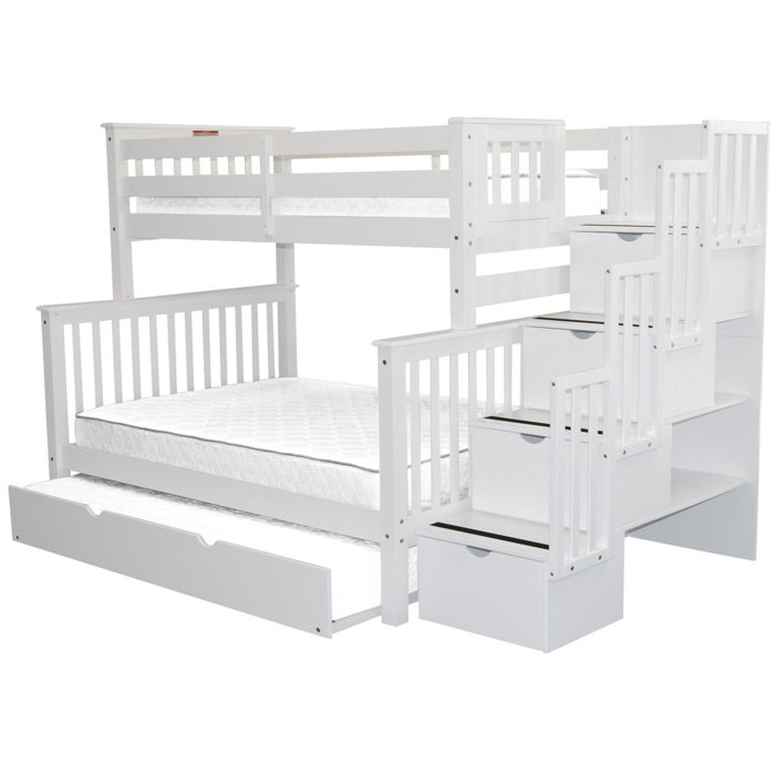 Harriet Bee Tena Twin Over Full 4 Drawer Solid Wood Standard Bunk Beds
